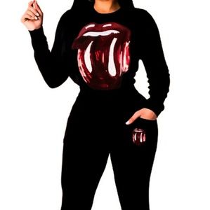 2 piece jumpsuit set embroidered sequined design